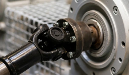 Foto de um cardan em uma máquina industrial